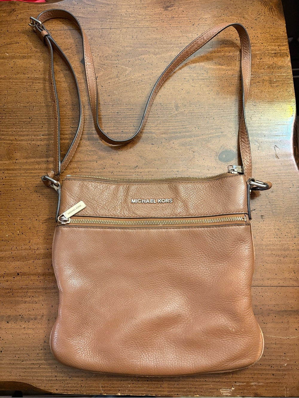 Michael Kors Brown Leather Crossbody Bag (NEEDS CLEANING INSIDE) - Picture 1 of 12